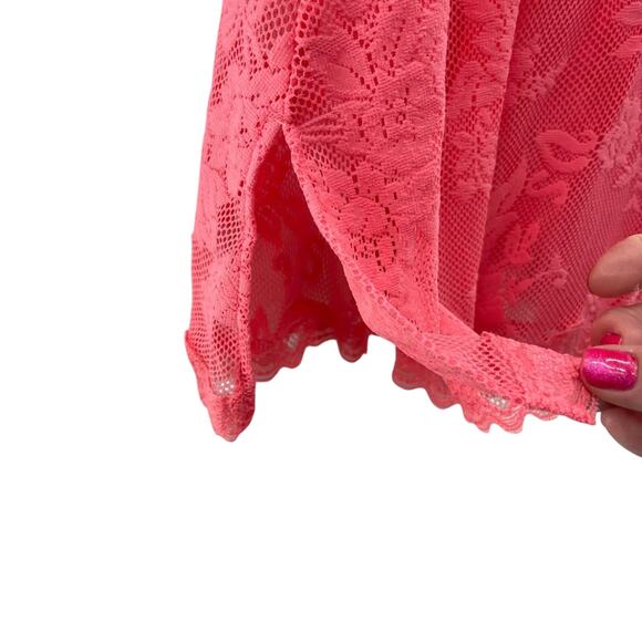 Victoria’s Secret Y2k 2006 Coral Lace Floral Logo Underwire Chemise Lingerie 34B - Picture 6 of 11